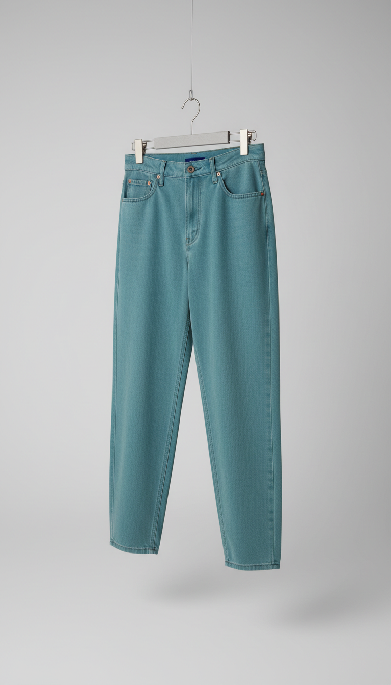 Soft Teal Relaxed-Fit Jeans Brushed Finish